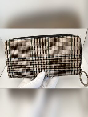 MM6 Maison Margiela Houndstooth Continenal Zip Around Wallet With Key Ring